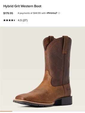 New Ariat Hybrid Grit Western Boot - Two-Tone Brown